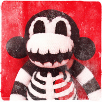 SM Macabre Monkey Skeleton - Halloween Sock Monkey 12" Doll