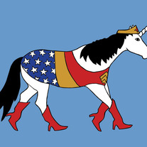 Unicorn dressed as Wonder Woman, 5x7 print