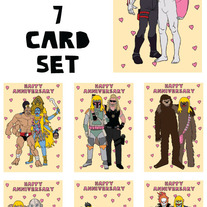 Unusual friends anniversary 7 card set #1
