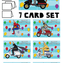 On Vespa New Year 7 card set
