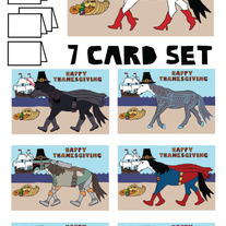 Unicorns Thanksgiving 7 card set