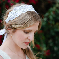 Soft and Sparkling: Lace and Rhinestone - Bridal Tie Headband or Sash