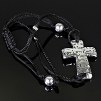Faith, Love, Hope Cross Bracelet (Black)