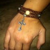 Brown beaded Cross Bracelet