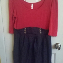 Xhiliration Pink and Jean Sailor Dress