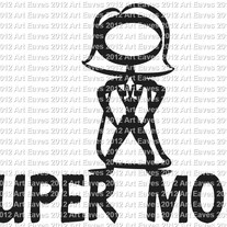 Super Mom Stick Figure Vinyl Decal