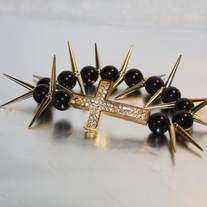 Black and Gold Spiked Cross Bracelet