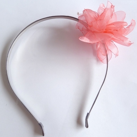 Coral Flower Headband with Pearl Sprays