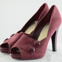 Nine West Burgundy Swede Platform Heels