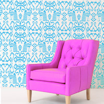 Ikat Peacock Modern Wall Damask Allover Designer Pattern Stencil better than wallpaper or vinyl decals Home Decor