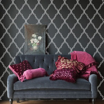 For all you True blood fans Marni Quatrefoil Clover Moroccan Modern Designer allover Pattern Stencil Walls Decor better than Vinyl