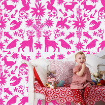 Mexican Otomi fabric textiles Allover Designer Pattern Stencil better than wallpaper or vinyl decals Home Decor