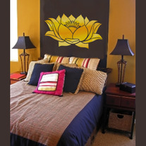 Om, Lotus Flower Large Size Designer Pattern Stencil for Walls Decor