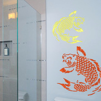 Koi Oriantal Asian Decor Fish Pattern Wall Stencil 