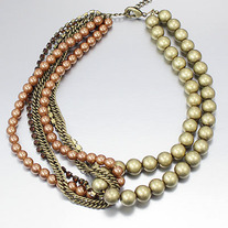 Fall Gold & Copper Pearl Multi Strand Torsade Necklace