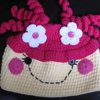 LalaLoopsy Doll Crochet Girls Winter Hat Cap Beanie Pink Hair 