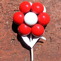Vintage Brooch Pin - Cheerful Red and White Blossom