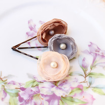 Neutral Color Palette - Set of 3 Flower Bobby Pins