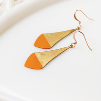 Tangerine Pointed Color Dipped Brass Earrings