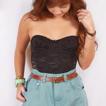 Black lace floral bustier