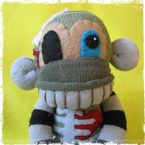 Bawdy Von Decay Zombie Monkey Halloween Sock Monkey Handmade Doll
