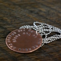Copper handstamped necklace "Be the change you wish to see in the world"