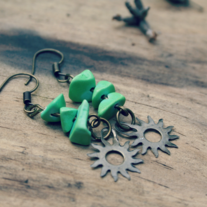 flora. apple howlite and sun charm earrings
