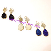 Druzy Teardrop Filigree Earrings