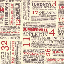 Fat Quarter-Hometown Town News in Cream by Sweetwater/546211