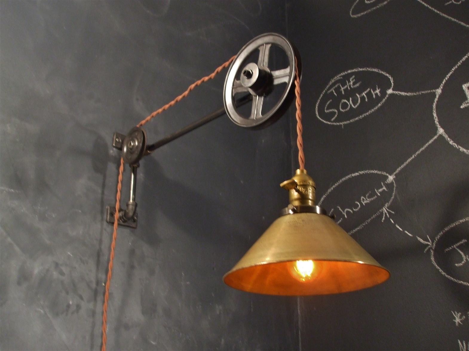Vintage Industrial Style Pulley Lamp on Storenvy