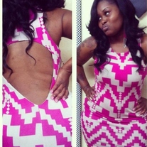 MAGENTA & TAN DRESS