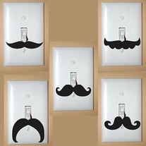 Light Switch Mustache Vinyl Decals Set of 2