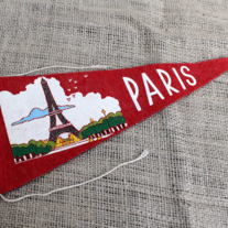 Vintage Red Felt Souvenir Pennant - Paris, France