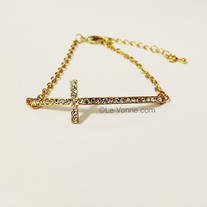 Cross Crystal Bracelets - Gold - Thumbnail 1