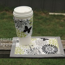 Coffee Cozy & Mug Rug Combo - Butterfly Swirls
