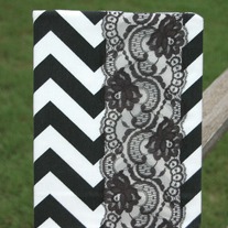 Notebook Cover - Black Chevron and Lace