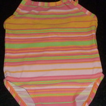 PINK STRIPE SWIM SUIT-BABY GAP-3-6 MONTHS