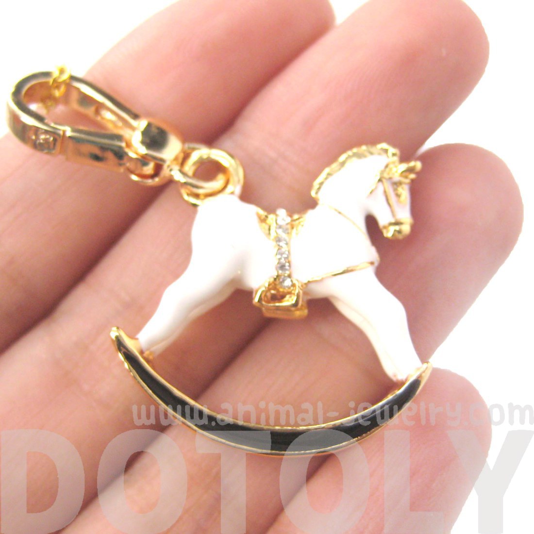 Limited Edition Rocking Horse Shaped Pendant Necklace in White · DOTOLY