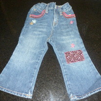 Denim Jeans With Flowers-Baby Gap Size 18-24 Months