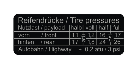 Tire/Load Specifications Decal