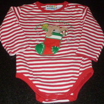 Baby's First Christmas Bear in Stocking Onesie-Miniwear Size 12 Months