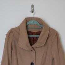 Cropped Sleeve Camel Coat