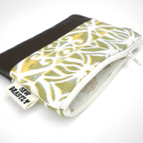LEATHER + GREEN SCROLLS MINI-POUCH