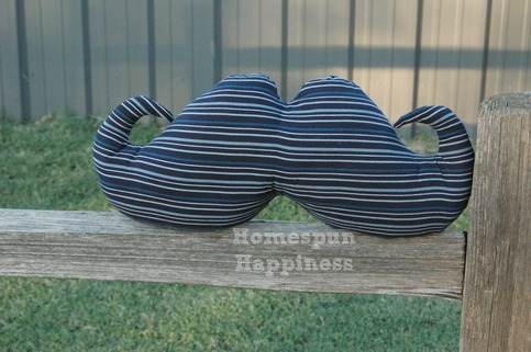 Mustache Pillow - Black & Blue Stripes