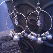 Grey Hook Hoop Cluster Earrings