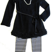 Biscotti By Kate Mack Black Tunic w/Striped Legging