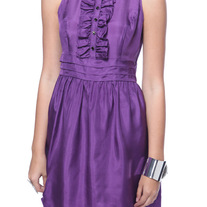 L Forever 21 purple silk sleeveless full skirt mini dress rockabilly pin-up