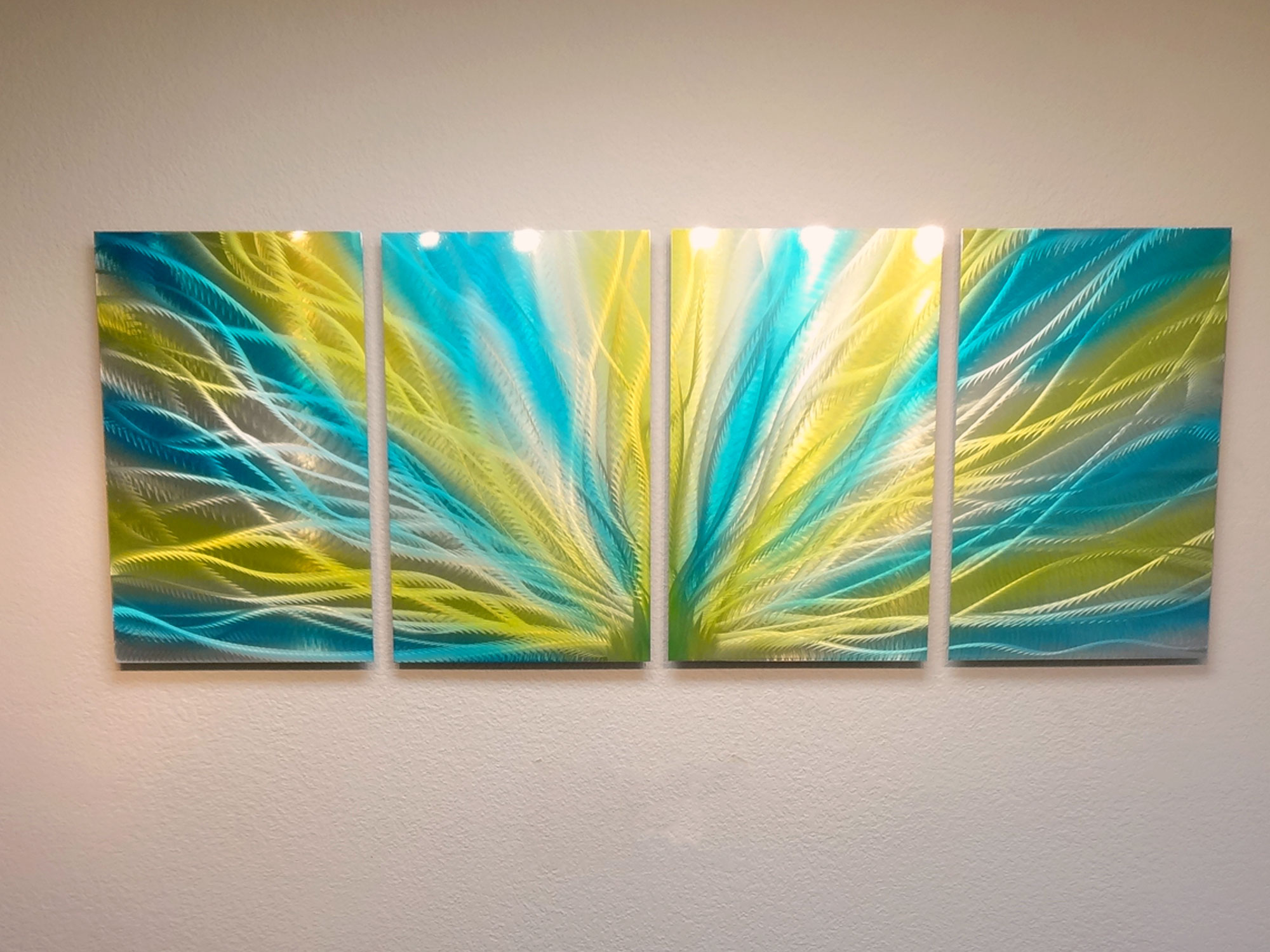 Radiance Blue Yellow Metal Wall Art Abstract Contemporary Modern Decor · Inspiring Art Gallery