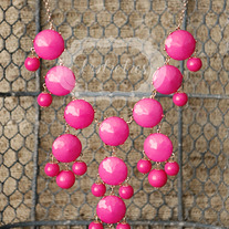large knotiebubble necklace - pink w/gold
