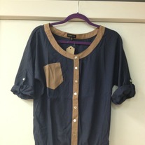 Navy/Brown Blouse